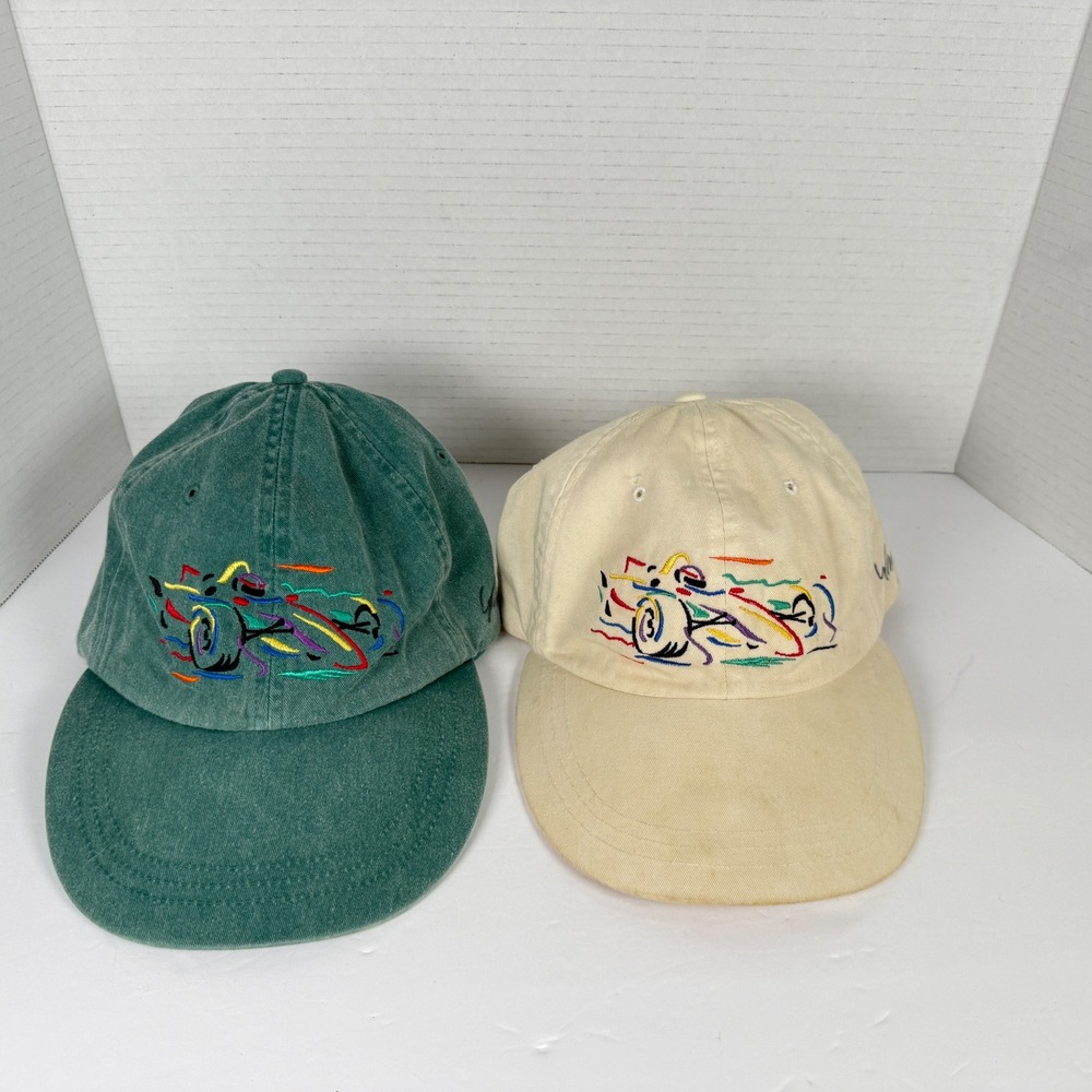 VTG 90s Randy Owens Hand Signed Racing Hat Lot Both Embroidered F1 Art Adams